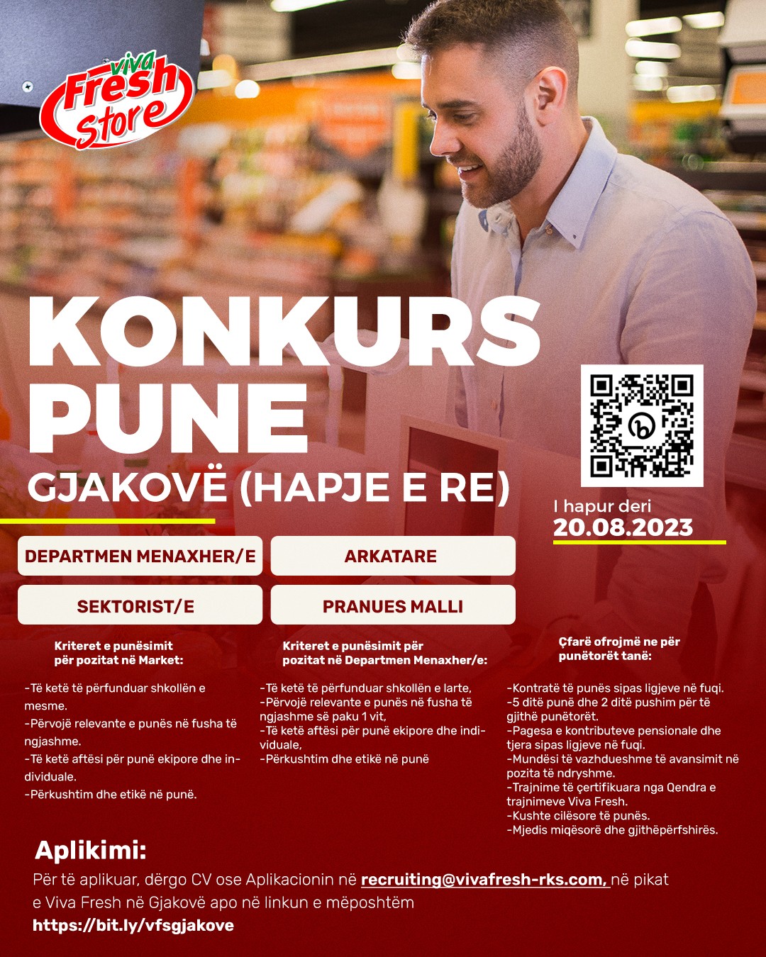 Department Menaxher/e, Arkatare, Sektorist/e, Pranues Malli